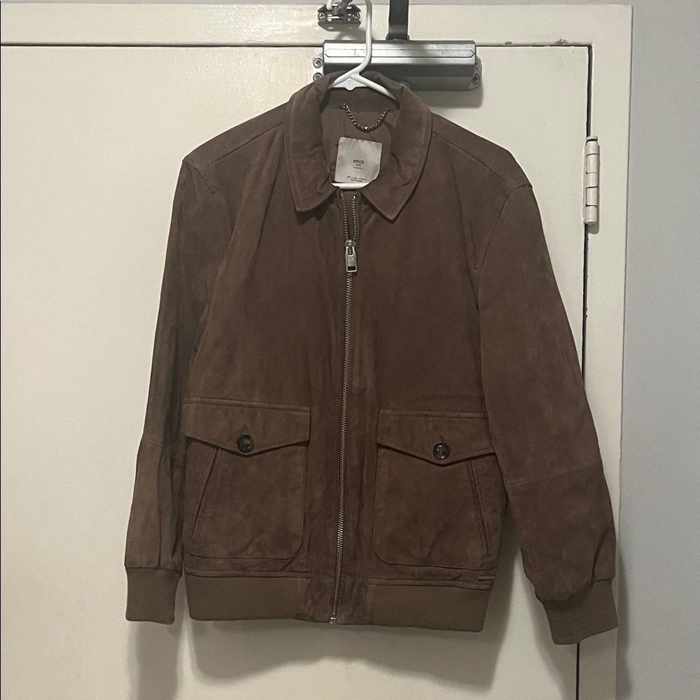 Mango Brown Suede Bomber Jacket